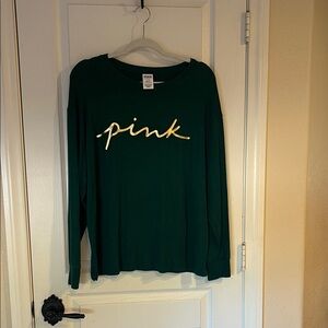 PINK Victoria's Secret Green Long Sleeve Tee